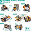 5 in 1 STEM Remote Control Building Kit, 392Pcs Blocks Erector Projects Set Toys for Kids Age 8-12, Build a Tank/Robot/AVT DIY Science Educate 6 7 9 10 11 Years Old for Boys & Girls Gift Ideas by TinyTreasures Baby Boutique