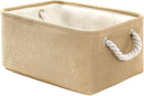 TheWarmHome Decorative Basket Rectangular Fabric Storage Bin Organizer Basket with Handles for Clothes Storage (Beige, Medium-1Pack,13.8L*9.8W*6.7H) by TinyTreasures Baby Boutique