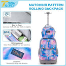 NEW TILAMI 18 inch Kids Rolling Backpack for School with Big Storage, Waterproof, Adjustable Handle - Perfect for Girls & Boys, Blue Star by TinyTreasures Baby Boutique