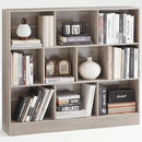 LEYAOYAO 10 Cube Bookshelf with Base,3 Tier Mid-Century Modern Grey Bookcase,Standing Wide Bookshelves Storage Organizer Shelf,Rustic Wood Display Cabinet Book Shelves for Bedroom,Living Room,Office by CozyNest Decor