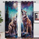 Wildlife Blackout Curtains for Boys Girl Bedroom Decor,Fantasy Starry Full Moon Wolf Howling Thermal Insulated Grommet Drapes Darkening Window Curtain for Living Room Home 84x72 inch by TinyTreasures Baby Boutique