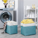 Bidtakay Storage Baskets Extra Large 17x12x15 In Teal Blue Nursery Toy Baskets Fabric Long Shelf Baskets for Organizing Set of 2 Linen Closet Bins for Shelves Decorative Blanket Basket Living Room by TinyTreasures Baby Boutique