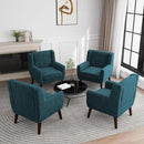 UIXE Accent Chair, Velvet Upholstered Armchair for Living Room, Modern Club Arm Chairs Comfy Single Sofa Button Tufted Bedroom Reading Seat - Blue, Set of 4 by CozyNest Decor