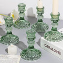 12PCS Green Candlestick Holders Set- 4" H Taper Candle Holders, Glass Candle Holders Bulk for Wedding, Party, Home Table Centerpieces, Festival Gifts & Windowsill Decor by CozyNest Decor