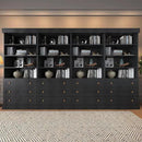 Vyre 71" Tall Farmhouse Bookshelves with Drawers, Set of 4 – Large Modular Bookcase with Adjustable Shelves, Storage Cabinet for Living Room, Kitchen, Home Office, Black by CozyNest Decor