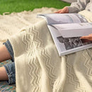 MIULEE Knitted Beige Throw Blanket Soft Sofa Knit Blanket for Couch 50 x 60 Inches, Solid Cozy Lightweight Wave Pattern Decorative Blankets with Tassels for Women, Kids and Babys by CozyNest Decor