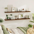 Fun Memories 72 Inch Floating Shelves for Wall 2 Pack Shelves for Bedroom|Kitchen|Bathroom 72 x 9.3 Inch Wood Floating Shelf with Invisible Brackets for Books|Storage|Decor, Rustic Brown by CozyNest Decor