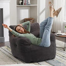 Recaceik Bean Bag Chairs, Tufted Soft Stuffed Bean Bag Chair with Filler, Fluffy Lazy Sofa, Imperial Lounger Giant Bean Bag Chair for Bedroom, Living Room, Dark Black by CozyNest Decor