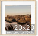 HAUS AND HUES Solid Oak 20”x20” Picture Frame Matted to 16”x16” - 20x20 Square Photo Frame, Beige 20x20 Picture Frame with Mat, 20 x 20 Frame Picture Frames for Wall (Beige Oak Frame) by CozyNest Decor