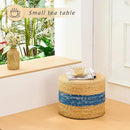Handwoven Water Hyacinth Ottoman Pouf, Round Outdoor Footstool with Sturdy Frame, No Assembly Needed, Boho Accent Stool for Indoor & Outdoor Use – Patio, Balcony, Living Room (Blue) by CozyNest Decor