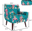 UIXE Floral Accent Chair, Modern Upholstered Armchair in Fabric for Living Room, Comfy Club Arm Chairs Single Sofa Button Tufted Bedroom Reading Seat - Pattern Blue, Set of 2 by CozyNest Decor