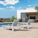 PURPLE LEAF Outdoor Lounge Chairs Set of 4 White Aluminum Chaise Lounge Chair Outdoor with Wheels and Armrest for Patio Deck Pool Side Table Include, Bluish-Gray by GreenHaven Gardens