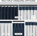 Vision Home Navy Blue Pinch Pleated Full Blackout Curtains Linen Blended Room Darkening Curtain Panels 90 inch for Living Room Bedroom Thermal Insulated Pinch Pleat Drapes with Hooks 40" Wx90 Lx2 by CozyNest Decor