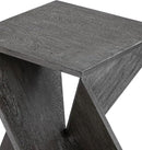 Modern Hand Made One-of-a-Kind Carved Mango Wood End Table, Farmhouse Side Table,Farmhouse End Table,Living Room,Bedroom, Accent Table, Contemporary Architectural Designed Grey,Assembled by CozyNest Decor