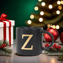COLLECTIVE HOME - Monogram Ceramic Mugs, 15 oz Golden Initial Black Coffee Cups, Elegant Alphabet Tea Mugs, Elegant Personalized Mug with Gift Box, Unique Mug with Double Side Capital Lette (Z) by CozyNest Decor