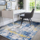 Washable Area Rugs 9'x12' Non-Slip Modern Abstract Soft for Living Room Entryway Bedroom Nursery, Print Pattern, Grey Blue Gold/Golden by TinyTreasures Baby Boutique