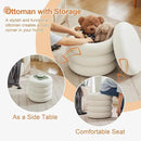 ONEVOG Round Storage Ottoman, 20" Small Ottomans Table with Removable Lid, Velvet Fabric Soft Footrest Stool for Couch, Upholstered Stuffed Circle Seat for Living Room/Bedroom/Dorm/Vanity, Lvory White by CozyNest Decor