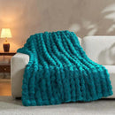 Lotus Karen Faux Fur Throw Blanket Teal - Big Bubble Rabbit Fluff Blanket for Couch Bed Sofa,Softest Fluffy Fuzzy Cozy Blanket,Thick Furry Plush Shaggy Warm Blankets for Women,60x80 Inches by CozyNest Decor