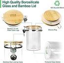Urban Green Borosilicate Glass Storage Jars with Airtight Locking Clamp Lids, Airtight Canister Set，Coffee Set of 3 with Spoon (50oz, 24oz, 18oz), Storage Containers with Bamboo Lid by CozyNest Decor