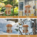 LONA Bird Feeders for Outdoors Hanging – 3 Separate Compartments, 3 Feeding Ports, Weatherproof Dome & 3 Ways to Hang, Large Capacity for Cardinals/Finches (Brown，Plus by CozyNest Decor