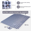 80"x60" Waterproof Sandproof Picnic Mat - Portable Foldable Outdoor Blanket for Beach, Park, Travel & Indoor Use - Lightweight Compact Design, Easy-Carry (Gray&White) by TinyTreasures Baby Boutique