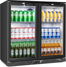 Beverage Refrigerator Under Counter, Back Bar Cooler with 2 Glass Door, Commercial Display Fridge 35.42 Inch Wide 7.4 Cu.Ft, Drink Fridge for Beer Soda Wine, Beverage Cooler for Kitchen Shop Bar by CozyNest Decor