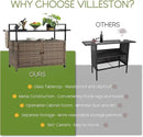 Wicker Outdoor Bar Cart - Brown Patio Console Storage Table Buffet Cabinet Serving Kitchen Cart with Wheels for Outside Backyard by CozyNest Decor