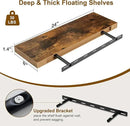 Floating Shelves, 8 Inch Deep Floating Shelves, 24"W x 8"D Wall Shelves Set of 2, Rustic Wood Floating Shelf for Home Decor, Deep Storage Shelves for Kitchen, Bedroom, Living Room, Rustic Brown by CozyNest Decor