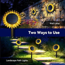 Hogni Solar Pathway Lights - 2 Pack LED Sunflower Garden Light, Waterproof Outdoor Decor for Wall, Lawn, Yard, Walkway, Patio, Landscape by GreenHaven Gardens