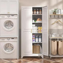 Kitchen Pantry Cabinet,75”White Metal Storage Cabinets with Doors and 4 Adjustable Shelves,Kitchen Cabinet with 2 Gold Handles,Tall Cabinet for Livingroom,Pantry, Bathroom by CozyNest Decor