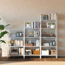 4NM No Assembly Foldable Bookshelf, 4-Shelf Collapsible Bookcase Storage for Small Spaces, 54" H, All White by CozyNest Decor