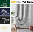 Vangao Grey Blackout Curtains Dinosaur Curtains for Boys Kids Nursery Girls Room Silver Dino Foil Print Thermal Insulated Grommet Top Window Drapes 63 Inches Length 2 Panels by TinyTreasures Baby Boutique