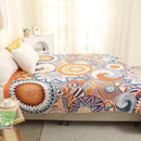 Snycler Boho Throw Blanket for Bed - 100% Cotton Ultra Soft Rustic Quilt Fall Blanket - Orange Floral Printed Farmhouse Decor Bed Blankets, 80"×90" All Season Rustic Throw for Sofa Couch Chair by CozyNest Decor