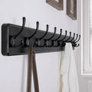 SKOLOO Large Black Wall Mounted Coat Rack - 38.6'' Long Coat Rack for Wall, Pine Solid Wood Coat Hook Hanger - 10 Hooks for Hanging Clothes Backpack Coats by CozyNest Decor