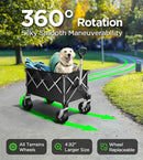 Beach Wagon,Collapsible Wagon 220lbs with Big Wheels FoldableWagon Carts,Portable Utility for Garden Grocery Sports Camping All Terrain-Black by GreenHaven Gardens