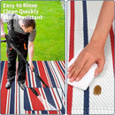 Outdoor Plastic Straw Rug 9x18 Waterproof Outside Rug, Large Modern Striped Reversible Floor Mats, Foldable & Lightweight Camping Carpet for Patio, Porch, Deck, Backyard, Balcony, Red Blue White by CozyNest Decor