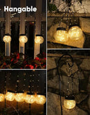 PARTPHONER Solar Lanterns Solar Lights Outdoor Waterproof 6-Pack, Solar Powered Hanging Lights Cracked Glass Hanging Globes for Christmas Decoration, Shepherd Hook, Garden Tree Ornaments by CozyNest Decor