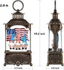 Gnome Snow Globe Lantern 4th of July Decorations with Timer, USB and Battery Powered 4th of July Shirts Patriotic Gnomes and American Flag Independence Day 10.2 inch by CozyNest Decor