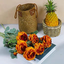 Artificial Flowers Ranunculus Long Stem Buttercup Silk Flowers 6 pcs for Home Decor and Wedding Decorations(Burnt Orange) by CozyNest Decor