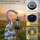 10.6 Inch Statue Elephant with Solar Outdoor Lights for Garden Decor，Lucky Present with Appeal for Birthdays(Man and Women and Family)，Unique Housewarming Presents and Yard Decor. (Gray) by CozyNest Decor