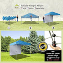 CROWN SHADES 8x8 Pop Up Canopy with 1 Side Wall - Beach Tent with One Push Setup - Outdoor Sun Shade for Events, Parties, Camping - Gazebo with STO-N-Go Cover Bag (Sky Blue) by GreenHaven Gardens