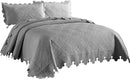 MarCielo 3-Piece 100% Cotton Oversized Bedspread Lightweight Quilt Coverlet Embroidery Farmhouse Bedding Set (Tk Light Grey, Oversized Queen (100"x106")) by CozyNest Decor
