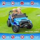 24V 2 Seater Ride On Truck with Remote Control 4WD Electric Car for Kids Ride On Car Battery Powered Ride On Toy Car with Music Player, LED Lights, Bluetooth, Rear Shock Absorber, Blue by TinyTreasures Baby Boutique