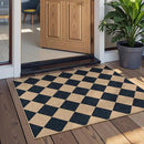 Lahome Checkered Easy Jute Kitchen Rug, 2x3 Front Door Mat Non Slip Washable Neutral Area Rug, Farmhouse Diamond Non Shedding Low Pile Floor Carpet for Entryway Porch Doorway by CozyNest Decor