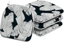 Indoor/Outdoor Chair Cushions 16x17 Inch, Patio Chair Cushions with Ties, All Weather Seat Cushions for Patio Furniture Home Garden Chair Use, Set of 4, Black Lush Leaves by GreenHaven Gardens