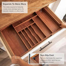 Premium Silverware, Flatware and Utensil Organizer for Kitchen Drawers, Food-Safe Contract Grade, Expandable from 16 to 28 In, Natural Acacia by CozyNest Decor