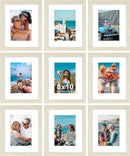 Vittanly 8x10 Picture Frames Set of 9, Shatter Resistant Plexiglass, Display 5x7 Pictures with Mat or 8x10 without Mat, Photo Frames for Wall or Tabletop, Engineered Wood, Cornsilk by CozyNest Decor