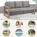 Outdoor Couch Wicker Patio Sofa, Rattan Patio Furniture Sofa with Sturdy Frame,All-Weather PE Wicker,Wide Armrest,Deep Seating and Thick Cushions for Deck Porch Garden(Brown/Grey) by CozyNest Decor