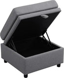 Ottoman Rectangular Storage Ottoman Bench, Footrest Stool Footstool with Lid for Living Room, Bedroom, Entryway, Dark Gray, 22.6"x23.2"x16.5" by CozyNest Decor