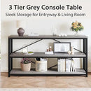 LVB Extra Long 3-Tier Sofa Table, Industrial Console Table with Storage Shelf, Modern Rustic Wood Metal Narrow Entryway Table, Skinny Behind Couch Table for Foyer Living Room Bedroom, Light Grey, 70In by CozyNest Decor